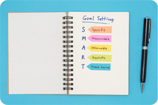 Notebook with SMART goals
