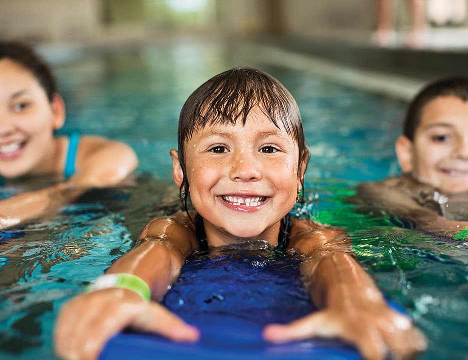 Kids learning how to swim