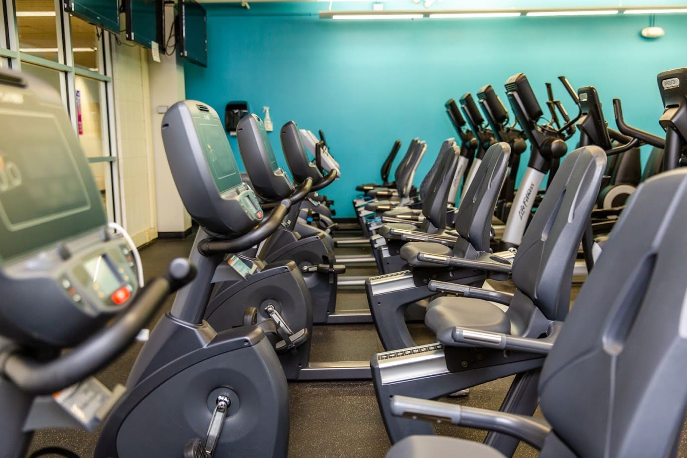Southwest_Closeup of stationary bikes in gym